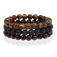 Memphis Stacked Heren Armbanden set - 8mm Tiger Lava -19cm - thumbnail