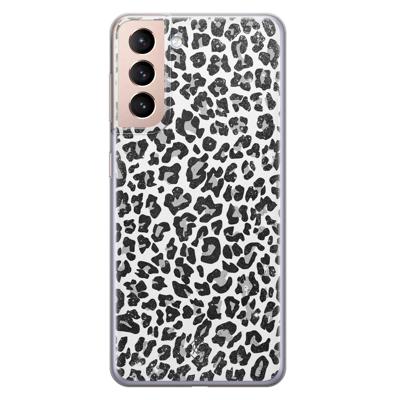Samsung Galaxy S21 Plus siliconen telefoonhoesje - Luipaard grijs