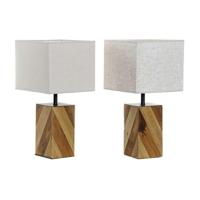 Bureaulamp DKD Home Decor 25,5 x 25,05 x 52 cm Spar Natuurlijk Beige Metaal Crème 220 V 60 W 25 x 25 x 21 cm (2 Stuks) - thumbnail