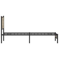 Bedframe met hoofdbord metaal sonoma eikenkleurig 100x200 cm - thumbnail