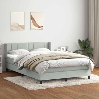 Boxspring met matras fluweel lichtgrijs 160x220 cm