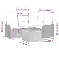 Tuinbankenset met kussen 5 pcs Zwart poly rattan - thumbnail