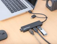 Manhattan 180863 180863 USB-hub 4 poorten USB-A USB 3.0 5 GBit/s Zwart - thumbnail
