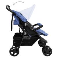 VidaXL Tweelingkinderwagen staal marineblauw - thumbnail