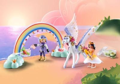 PLAYMOBIL 71361 Gevleugeld paard om te versieren - Prinses Magie - Met een prinses, een ridder en een regenboog om te versieren - Vanaf 4 jaar - thumbnail