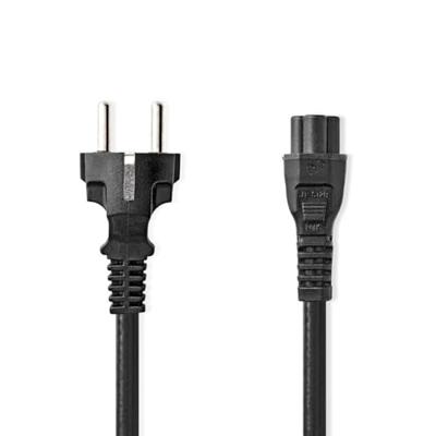 Nedis Stroomkabel | Type F (CEE 7/7) Male | IEC-320-C5 | Recht | Recht | Vernikkeld | 2.00 m | Rond | PVC | Zwart | Label - CEGL10130BK20