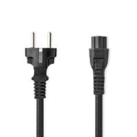 Nedis Stroomkabel | Type F (CEE 7/7) Male | IEC-320-C5 | Recht | Recht | Vernikkeld | 2.00 m | Rond | PVC | Zwart | Label - CEGL10130BK20 - thumbnail