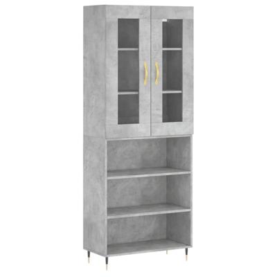 Hoge kast 69,5x34x180 cm bewerkt hout betongrijs
