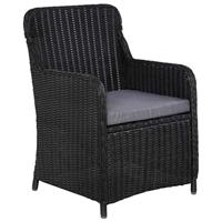 Tuinstoelen 2 st met kussens poly rattan zwart - thumbnail