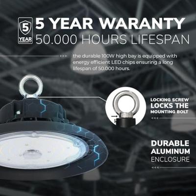 Moona LED High Bay met 120° lens - 200 Watt 28.000 lumen (140lm/W) - 6000K daglicht Wit - IP65 waterdicht - LumiLEDs - Philips Driver