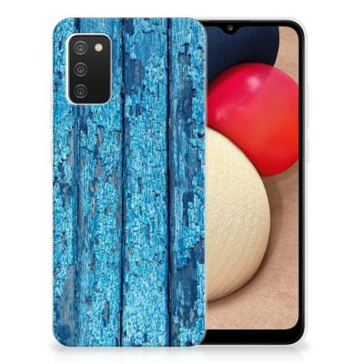 Samsung Galaxy A02s | Bumper Hoesje | Wood Blue
