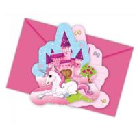 Unicorn Uitnodigingen met envelop (6st) - thumbnail