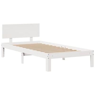 Bed met boekenkast zonder matras grenenhout wit 90x190 cm