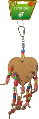 Lederen hart+kralen 18cm