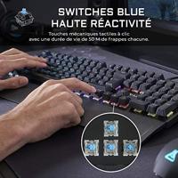 HET G-LAB Gaming Carbon mechanisch toetsenbord met achtergrondverlichting - Schakelaar Blues - Polssteun - FR - thumbnail