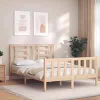 Bedframe met hoofdbord massief hout - thumbnail