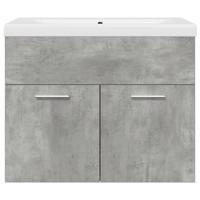 Wastafelkast met ingebouwde wasbak en kraan betongrijs - thumbnail