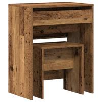 Kaptafel met lade Oud Hout 60 x 40 x 75 cm Bewerkt hout - thumbnail