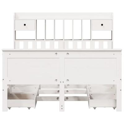 Bed met boekenkast zonder matras grenenhout wit 140x200 cm