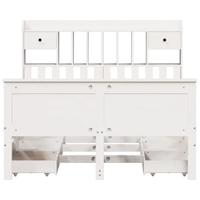 Bed met boekenkast zonder matras grenenhout wit 140x200 cm - thumbnail