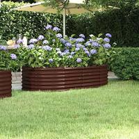VidaXL Plantenbak 152x80x36 cm gepoedercoat staal bruin - thumbnail