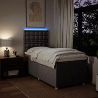 Boxspring met matras stof taupe 90x200 cm - thumbnail
