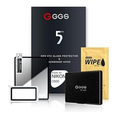 GGS Larmor 5e generatie glazen schermbeschermer en zonnescherm kap set voor Nikon D500 - transparant