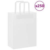 VidaXL Papieren zakken 250 st met hengsels 21x11x28 cm wit - thumbnail