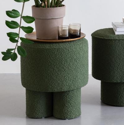 ZILT Kruk 'Lonetta' Bouclé, kleur Groen ZILT Kruk 'Lonetta' Bouclé, kleur Groen