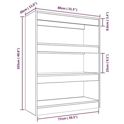 Boekenkast/kamerscherm 80x30x103 cm bewerkt hout zwart