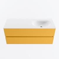 MONDIAZ VICA 120cm badmeubel onderkast Ocher 2 lades. Wastafel MOON rechts 1 kraangat, kleur Talc. - thumbnail