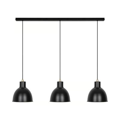 Hanglamp eettafel 3 zwarte kappen E27 fitting 'Pop' Hanglamp eettafel 3 zwarte kappen E27 fitting 'Pop'