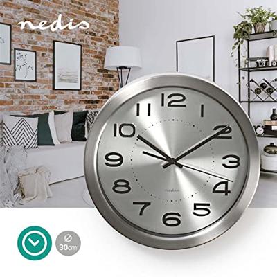 Nedis CLWA010MT30SR Ronde Wandklok Diameter 30 Cm Roestvrij Staal Nedis CLWA010MT30SR Ronde Wandklok Diameter 30 Cm Roestvrij Staal