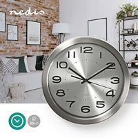 Nedis CLWA010MT30SR Ronde Wandklok Diameter 30 Cm Roestvrij Staal - thumbnail