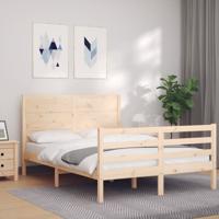Bedframe met hoofdbord massief hout - thumbnail