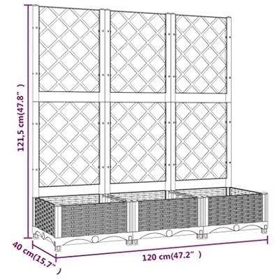 VidaXL Plantenbak met latwerk 120x40x121,5 cm polypropeen wit
