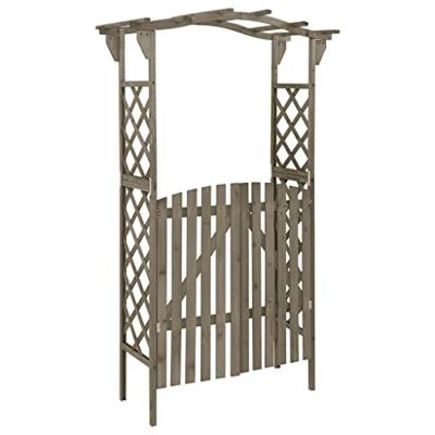 VidaXL Pergola met poort 116x40x204 cm massief vurenhout grijs VidaXL Pergola met poort 116x40x204 cm massief vurenhout grijs