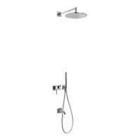 Badkraanset Tres 3V 3-Weg Mengkraan Met Wanduitloop Douchekop Handdouche Staal Tres - thumbnail