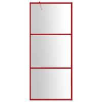 VidaXL Inloopdouchewand transparant 80x195 cm esg-glas rood - thumbnail