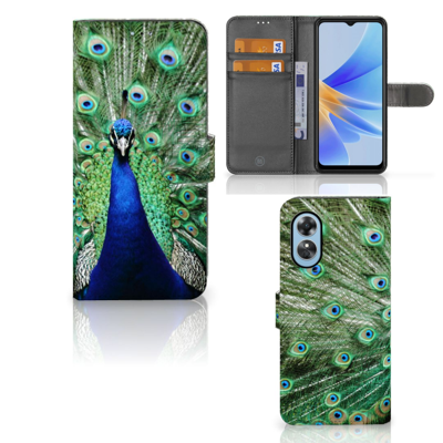 OPPO A17 | Telefoonhoesje | Met pasjeshouder | Pauw OPPO A17 | Telefoonhoesje | Met pasjeshouder | Pauw