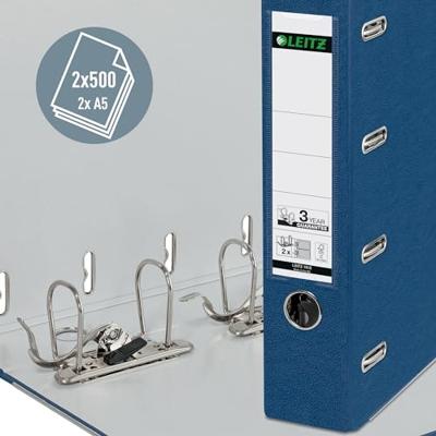 Leitz Dubbele ordner 1012 2 x DIN A5 liggend Rugbreedte: 75 mm Blauw 4 beugels 10120035 - thumbnail