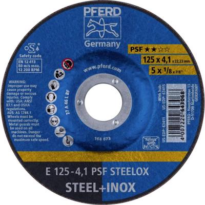 PFERD TOOLS 69220531 E 125-4,1 PSF STEELOX Afbraamschijf gebogen Diameter 125 mm Boordiameter 22.23 mm RVS, Staal 10 stuk(s)