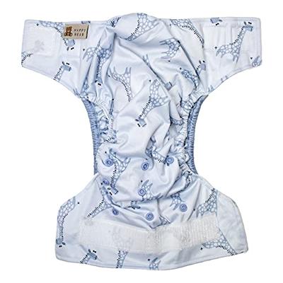 HappyBear Wasbare luier - all-in-one - blue giraffe