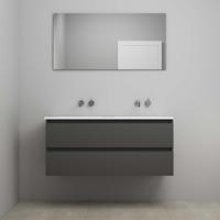 On-Line Badkamermeubelset - 120 cm - Voorgemonteerd - Acryl Wastafel - Kraangat naar Keuze - Spiegel - Mat Antraciet - thumbnail