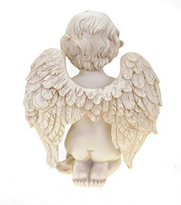 Knielende engel van poly, wit (B/H/D) 11x14x7 cm