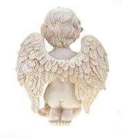 Knielende engel van poly, wit (B/H/D) 11x14x7 cm - thumbnail