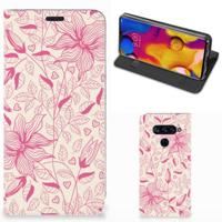 LG V40 Thinq Smart Cover Pink Flowers - thumbnail
