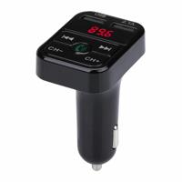 NK Bluetooth FM-zender voor auto en vrachtwagen (12/24 V), handsfree, Bluetooth V5.0 + EDR, FM-radio-adapter, dubbele USB-aansluiting, snel opladen van 2,1 A en USB-stick - thumbnail