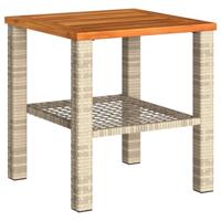 Tuintafel 40x40x42 cm poly rattan en acaciahout beige - thumbnail