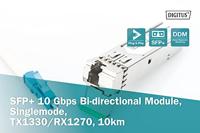 DIGITUS Universele SFP+ Module - 10 Gbit/s - Mini GBIC - voor singlemode glasvezelkabel - LC Simplex - Bidirectioneel - TX1330/RX1270nm - 10 km bereik - Plug & Play - thumbnail